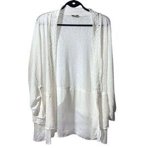 Bellambra White Crochet Cotton Silk Cardigan | Size 1X | Made in Italy
